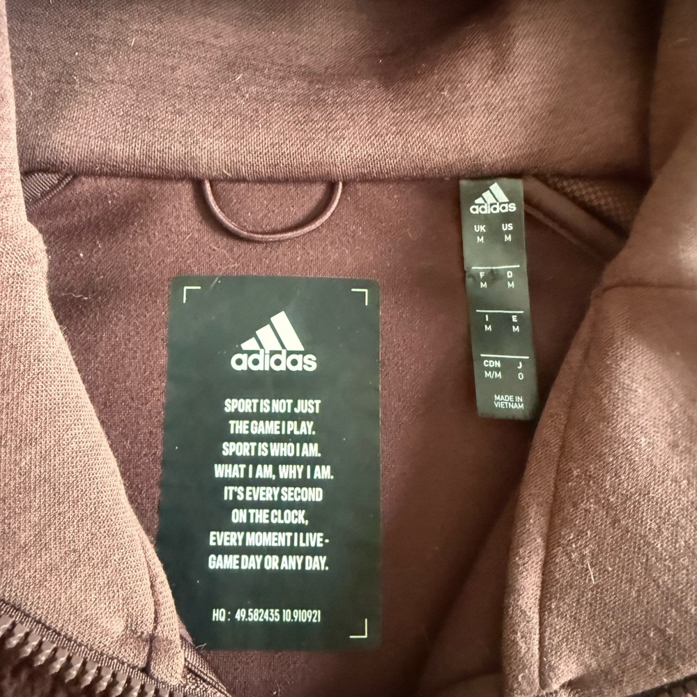 Adidas Performance Fleece Burgndy Zip Up Hoodie size Medium - Picture 2 of 9
